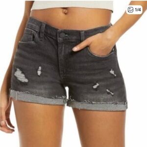 NWT- BlankNYC- The Fulton Roll.Up Shorts- Sz 28- Black Distressed